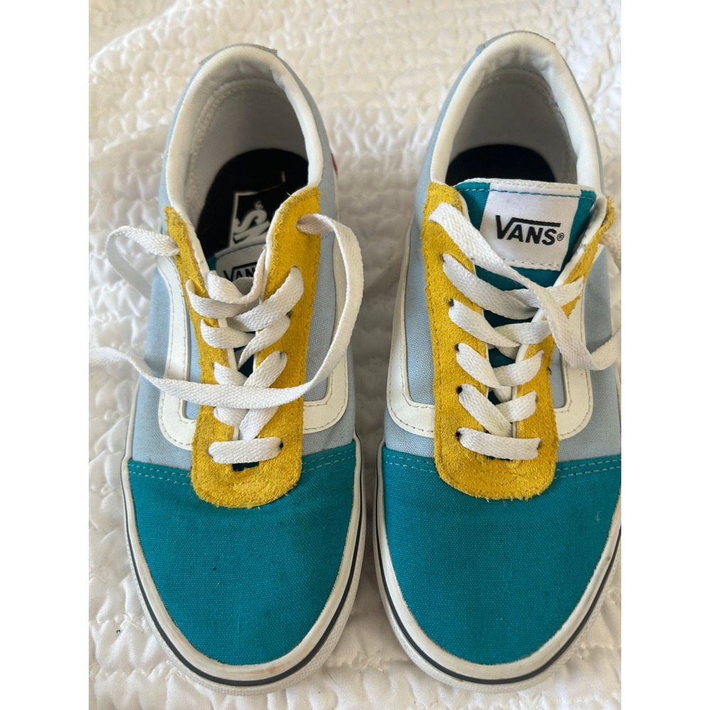 Vans Teal, Yellow & White Low Top Sneakers